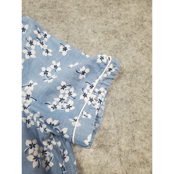 Draper James x Land's End Women's M Blue Floral Button Up Pajama Top - Picture 5 of 6
